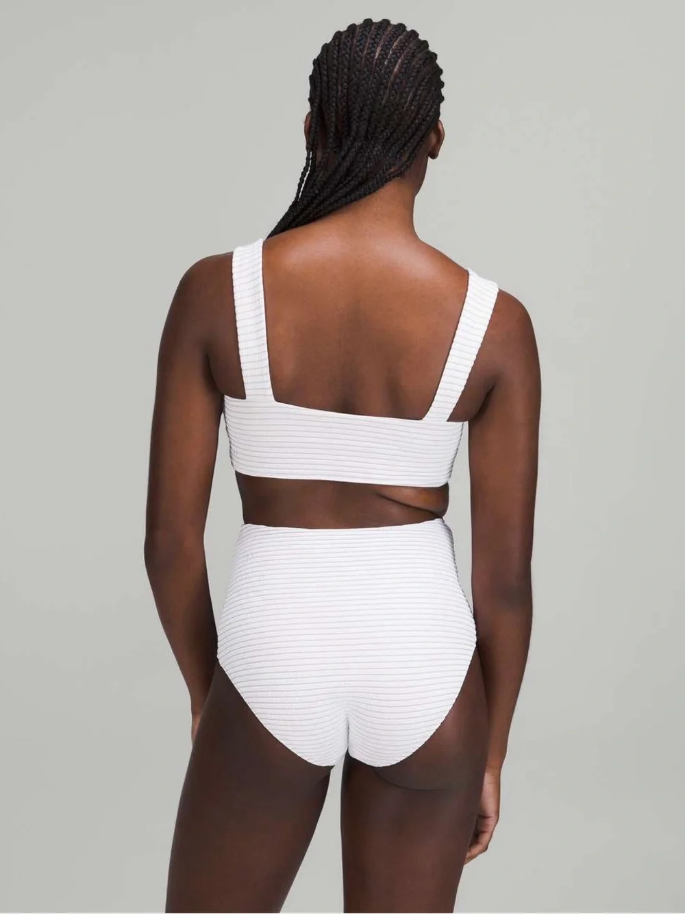 046. Lululemon Smocked Swim Top *B/C Cup Hyper Stripe White Pink Bliss